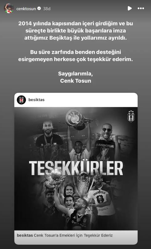 Cenk Tosun Beşiktaş'a Veda Etti