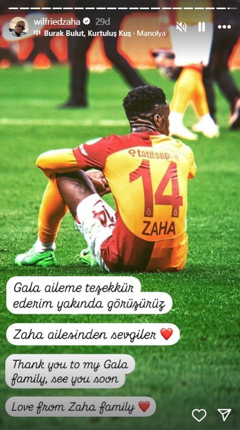 Wilfried Zaha'dan Galatasaray'a Veda Mesajı