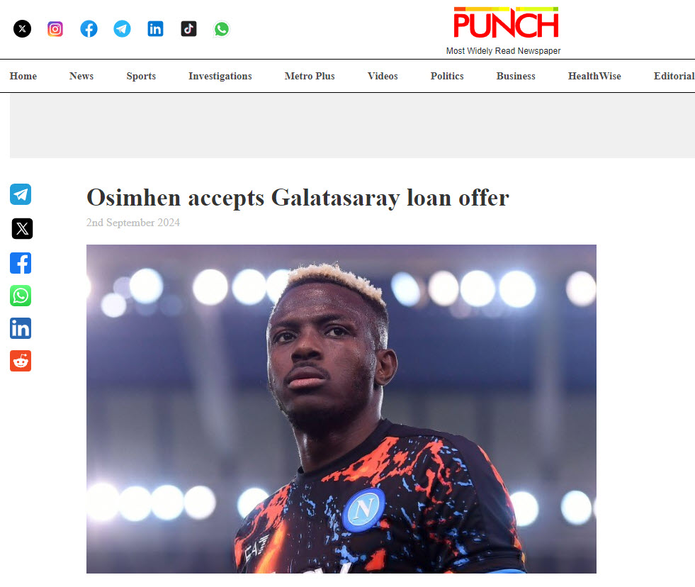 Galatasaray, Victor Osimhen'i Kiralık Olarak Transfer Etti