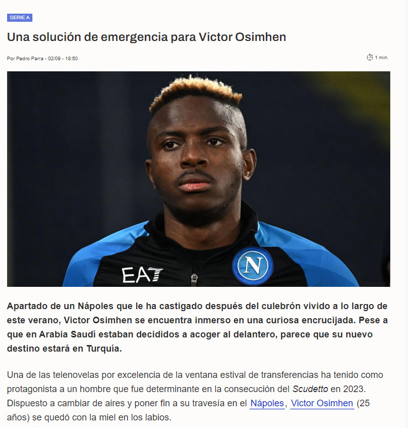 Galatasaray, Victor Osimhen'i Kiralık Olarak Transfer Etti