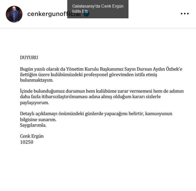 Galatasaray'da Şok İstifa