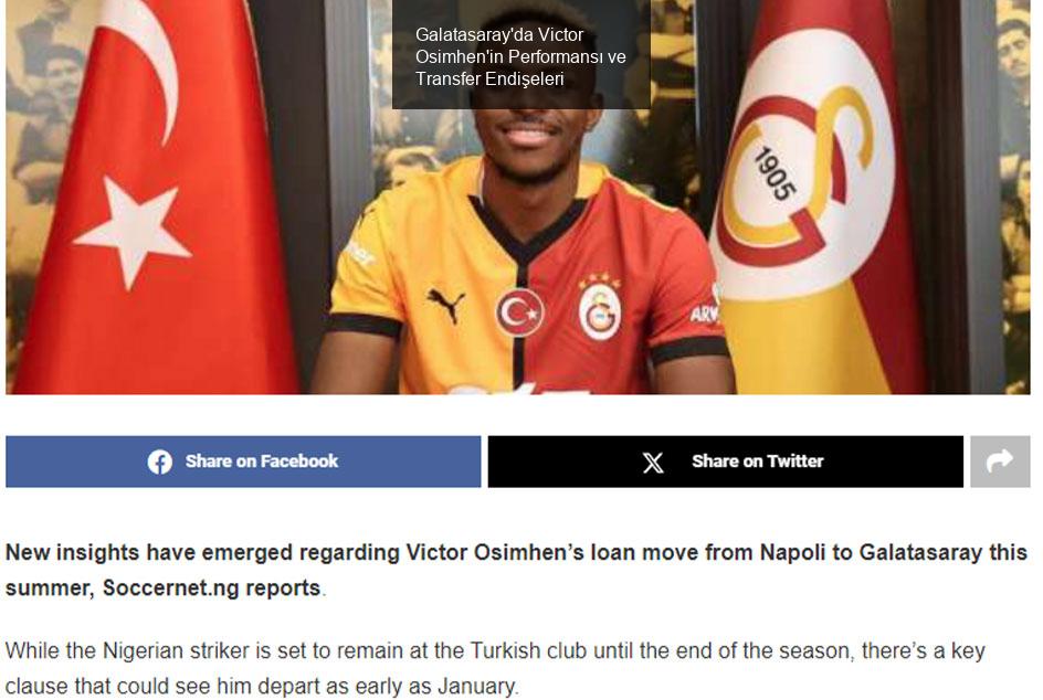 Galatasaray'da Victor Osimhen'in Performansı ve Transfer Endişeleri