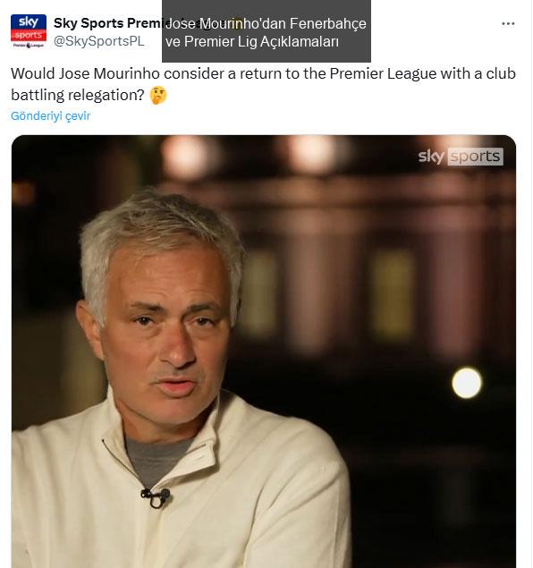 Jose Mourinho'dan Fenerbahçe ve Premier Lig Açıklamaları