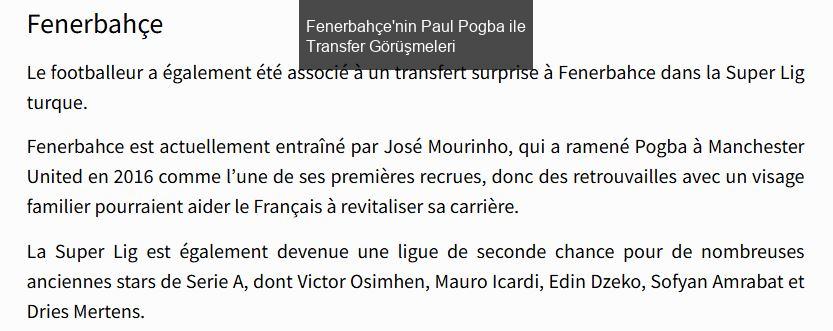 Fenerbahçe'nin Paul Pogba ile Transfer Görüşmeleri