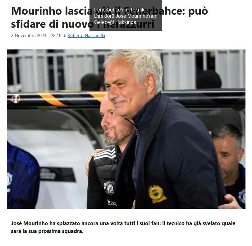 Fenerbahçe'nin Teknik Direktörü Jose Mourinho'nun Geleceği Hakkında Gelişmeler