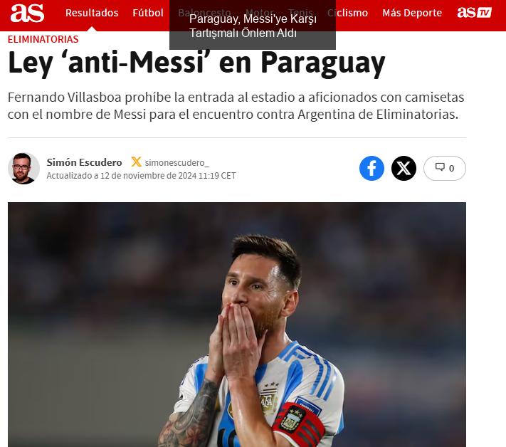 Paraguay, Messi'ye Karşı Tartışmalı Önlem Aldı